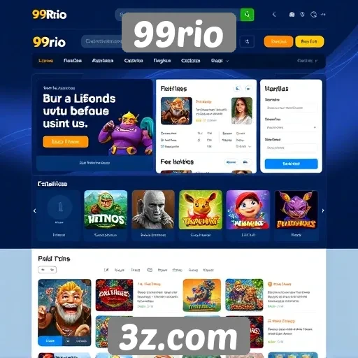 Análise da interface do site de jogos 99rio